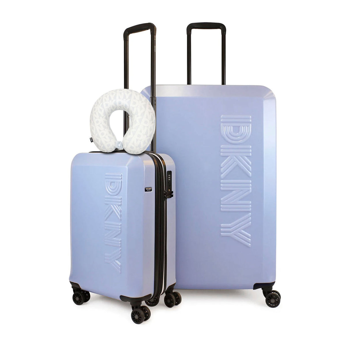 Pack 2 Maletas Beveled S+L + Almohada de Viaje Memory Foam celeste
