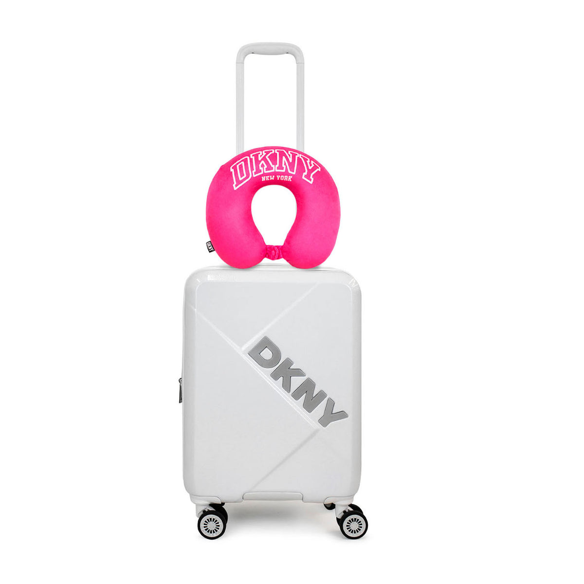 Pack Maleta Cabina 10kg DKNY Your Call blanca + Almohada Memory Foam blanco