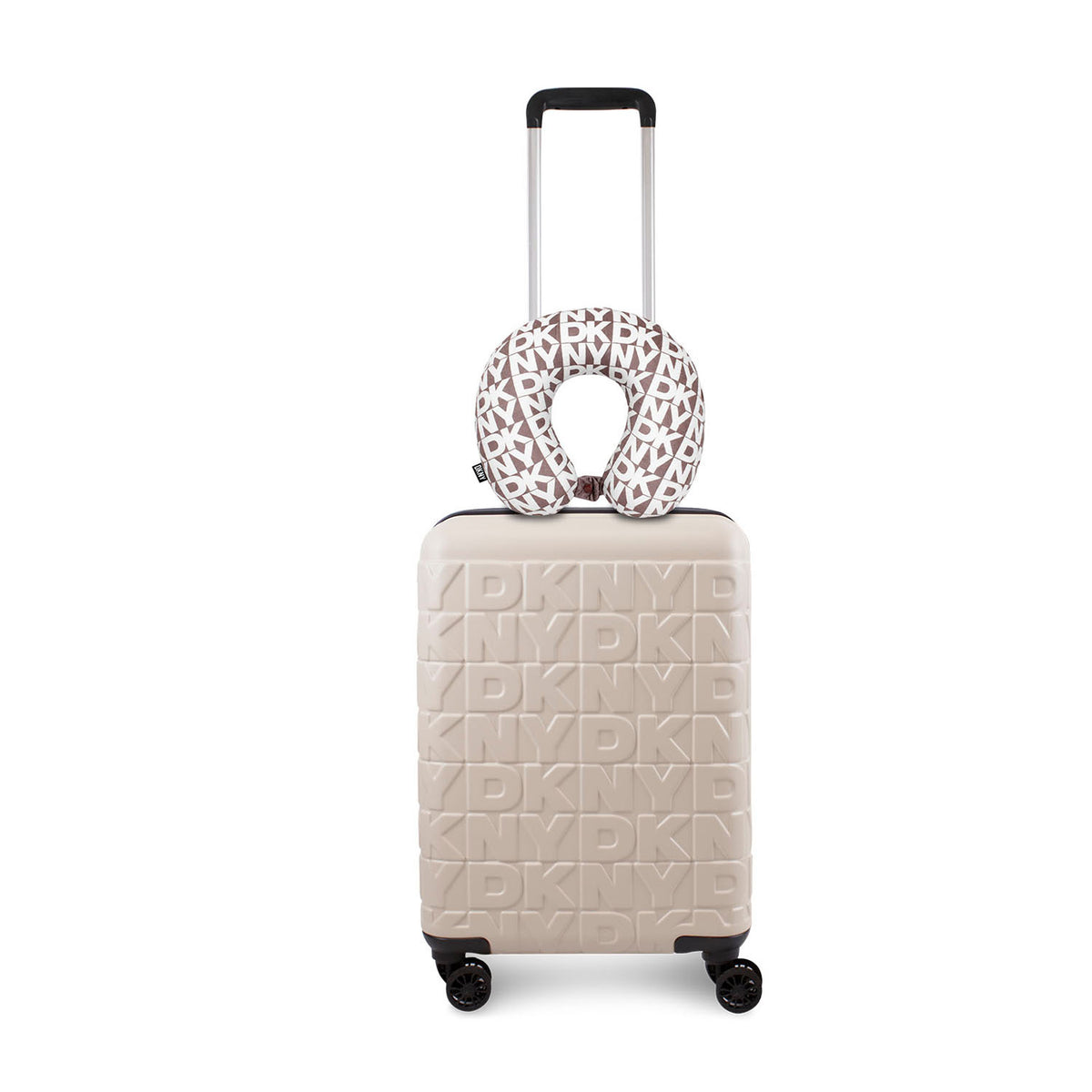 Pack Maleta de Cabina Meghan beige + Almohada de Viaje marrón