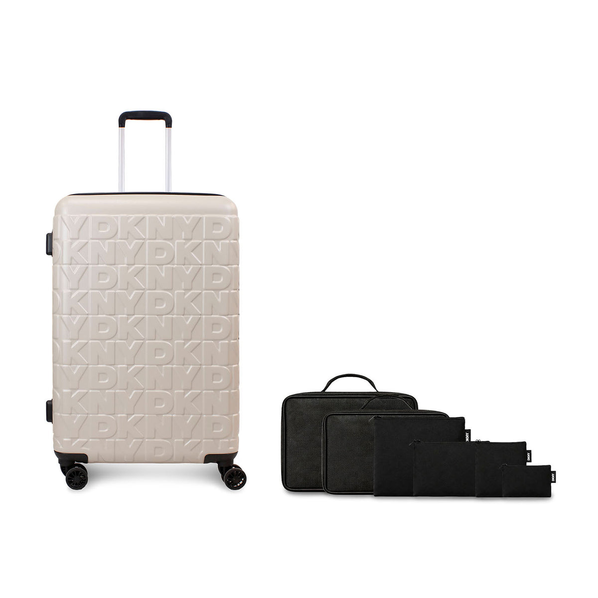Pack Maleta Grande Meghan beige + Set Organizadores De Viaje negro