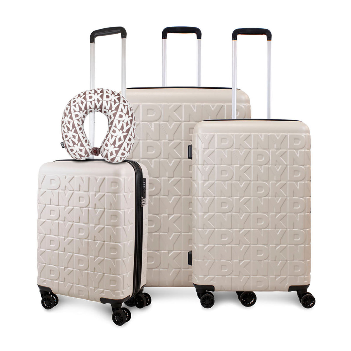 Set Maletas S+M+L Meghan beige + Almohada de viaje DKNY beige