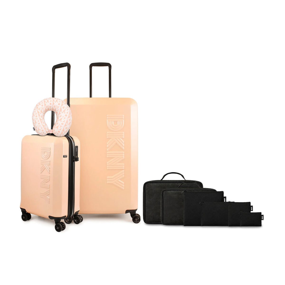 Set 2 Maletas Beveled S+L + Almohada + Organizador negro