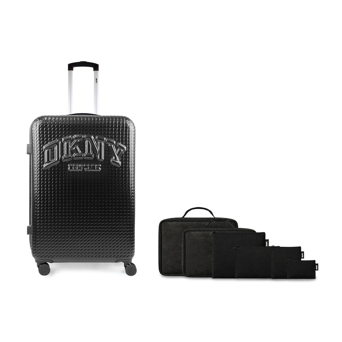 Pack Maleta Grande DKNY Hot Town negra + Set 6 Organizadores de Viaje negro