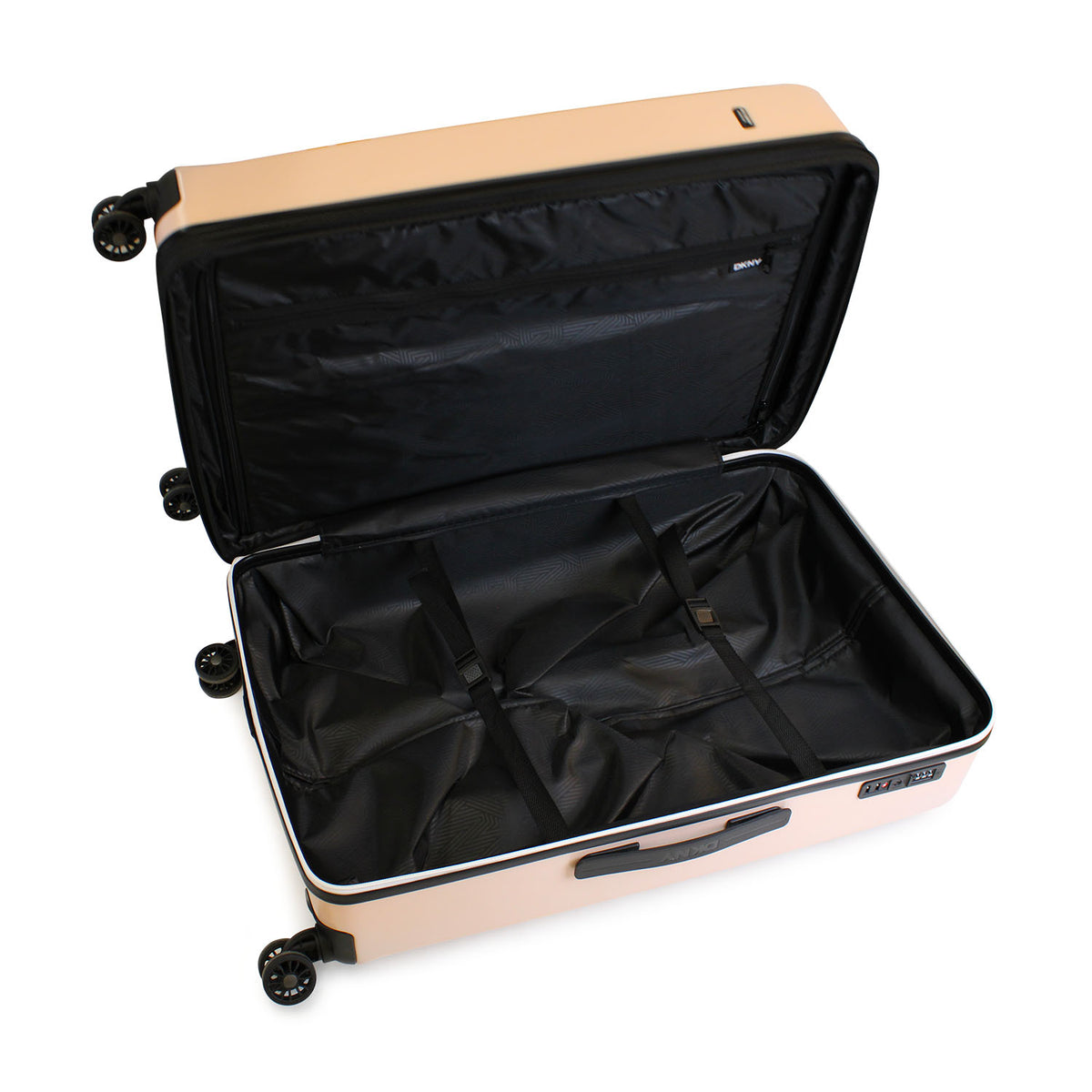 Pack Maleta Grande DKNY Beveled rosada + Organizador de viaje 6 Piezas negro