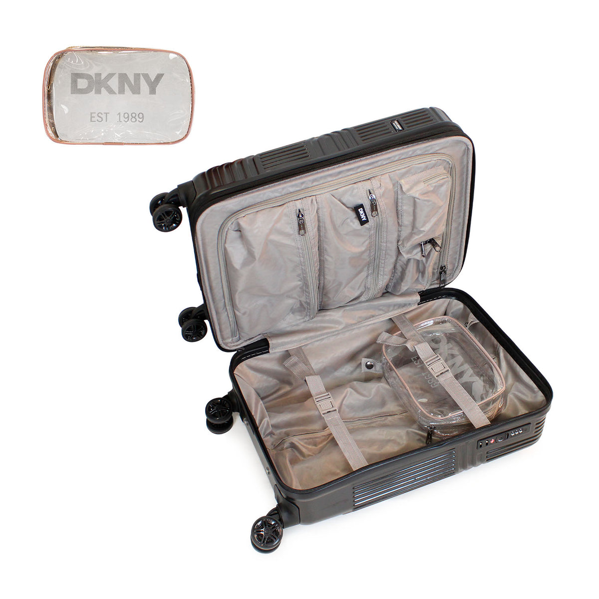 Pack 2 Maleta S+L City Scape + Almohada + 6 organizadores café DKNY