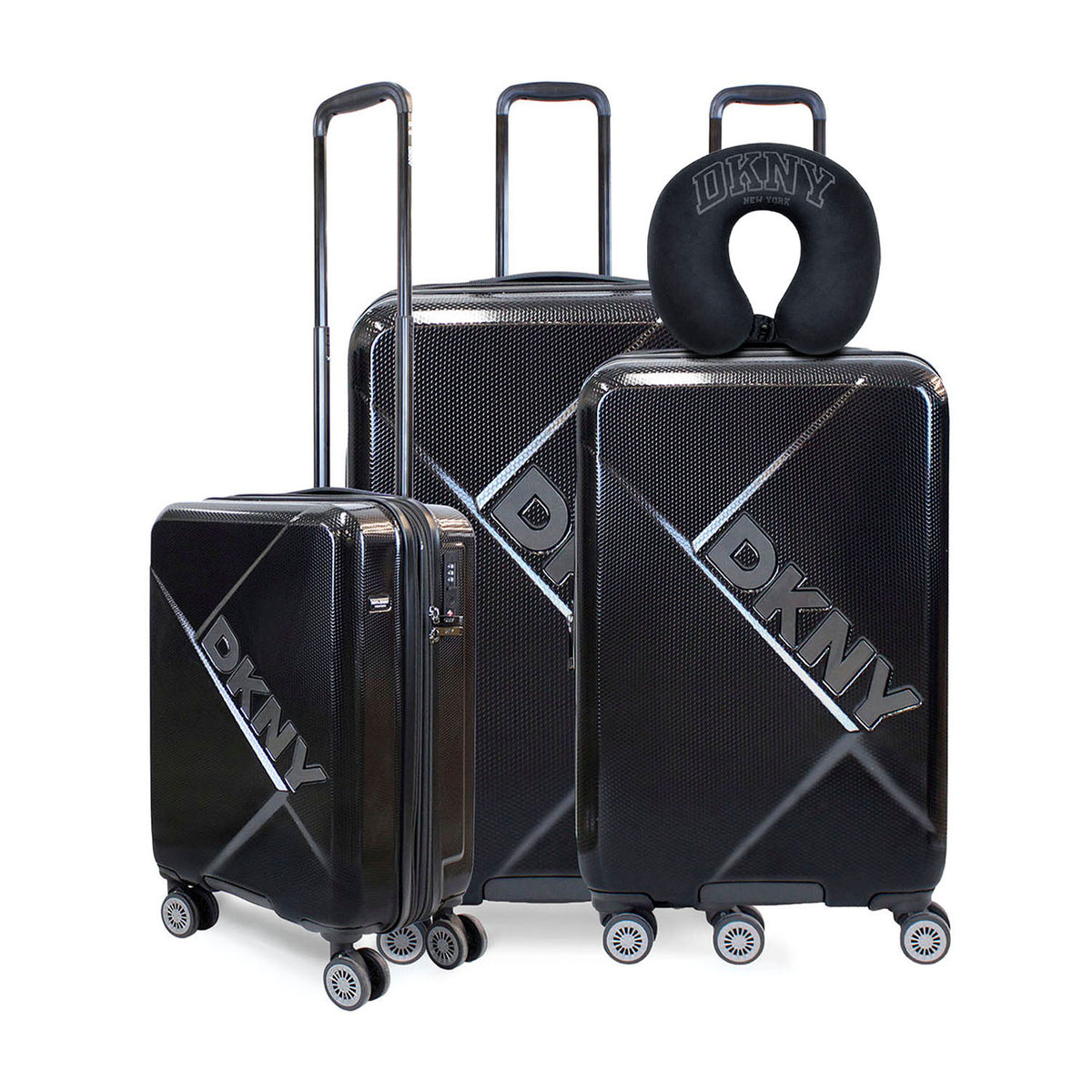 Set 3 Maletas DKNY Hot Town + Almohada Memory Foam negro