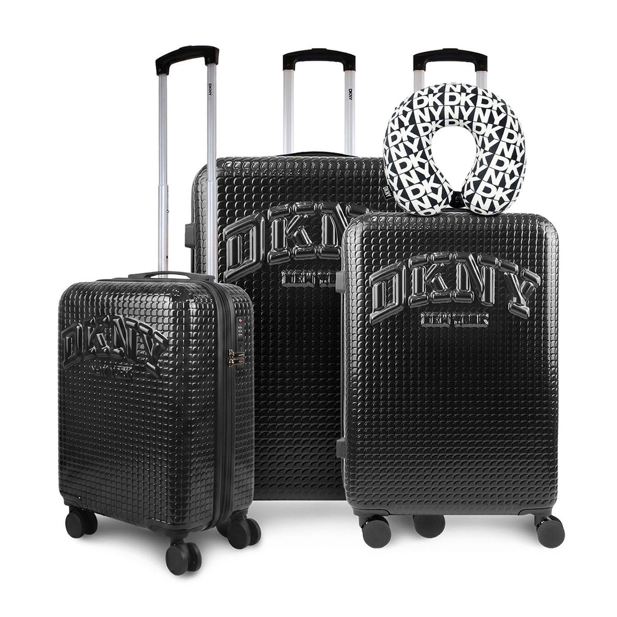 Set 3 Maletas DKNY Hot Town + Almohada Memory Foam negro