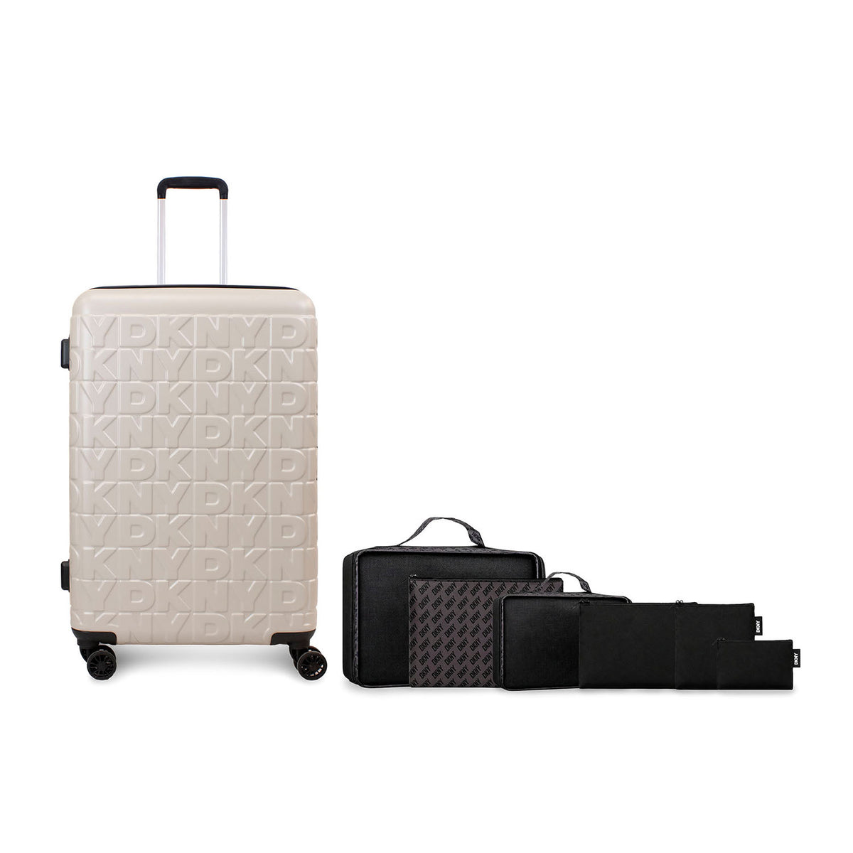 Pack Maleta Grande Meghan beige + Set Organizadores De Viaje taupe