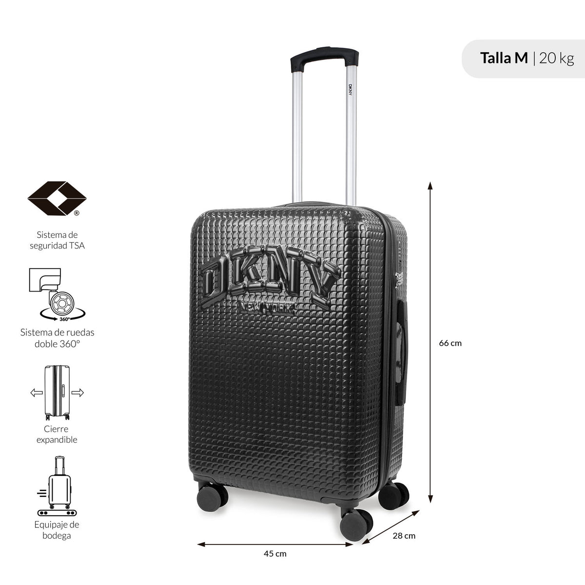 Set 3 Maletas DKNY Hot Town + Almohada + 6 Organizadores de Viaje negro