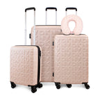 Set Maletas S+M+L Meghan beige + Almohada de viaje DKNY rosa